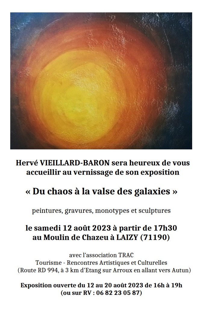 Moulin de Chazeu à Laizy : exposition Hervé Vieillard-Baron du 12 au 20 août  