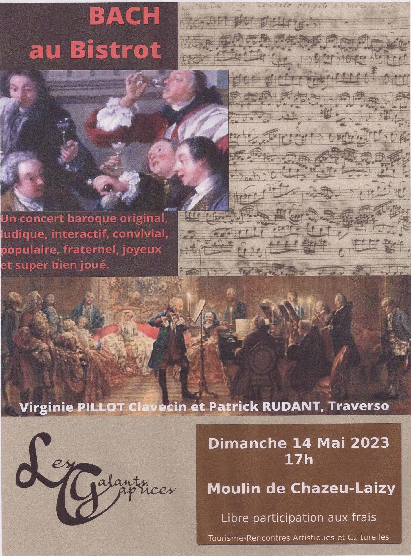 Dimanche 14 mai à 17h : on retrouve “Bach au bistrot” pour un concert avec Virginie Pillot, clavecin, et Patrick Rudant, traverso