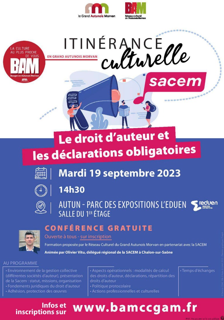 Programmation proposée par le réseau culturel BAM.(Bouger en Autunois Morvan) octobre, novembre, décembre